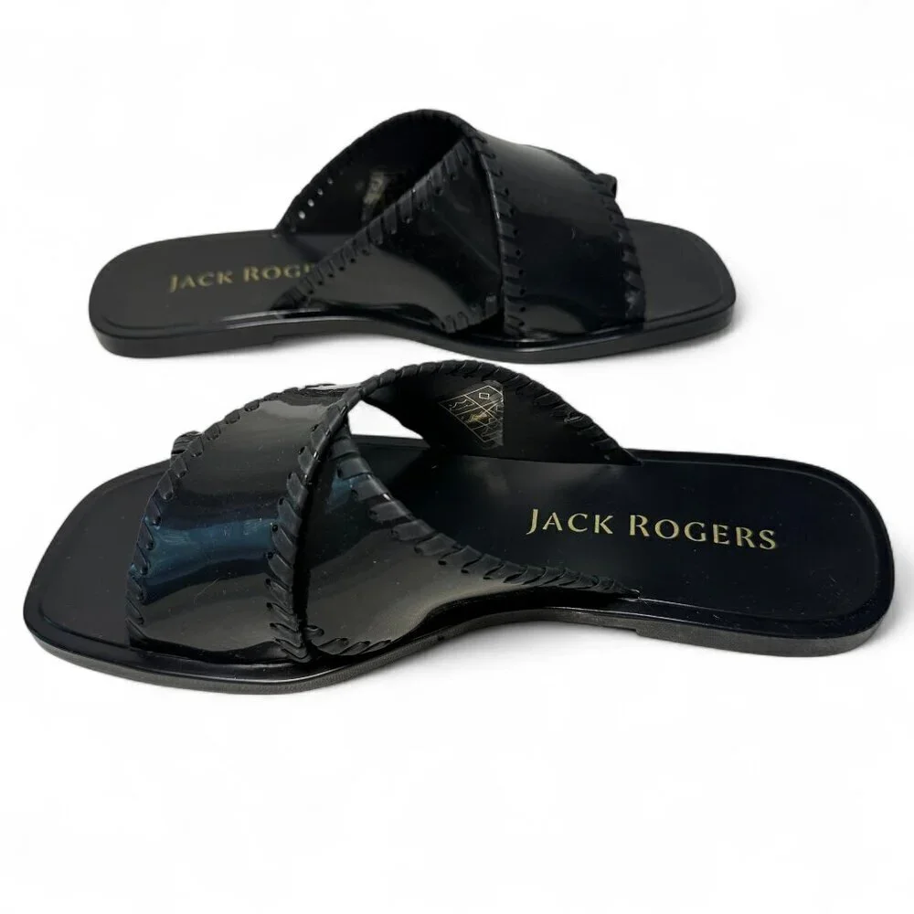 JACK ROGERS Sloane X Band Jelly Sandals, Black, Sz 7, NEW IN BOX